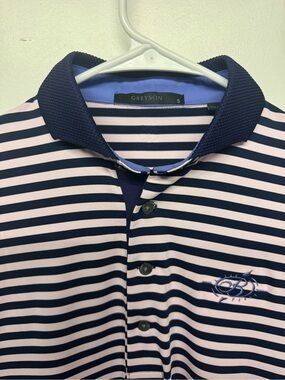 Greyson Navy and Light Pink Striped Polo